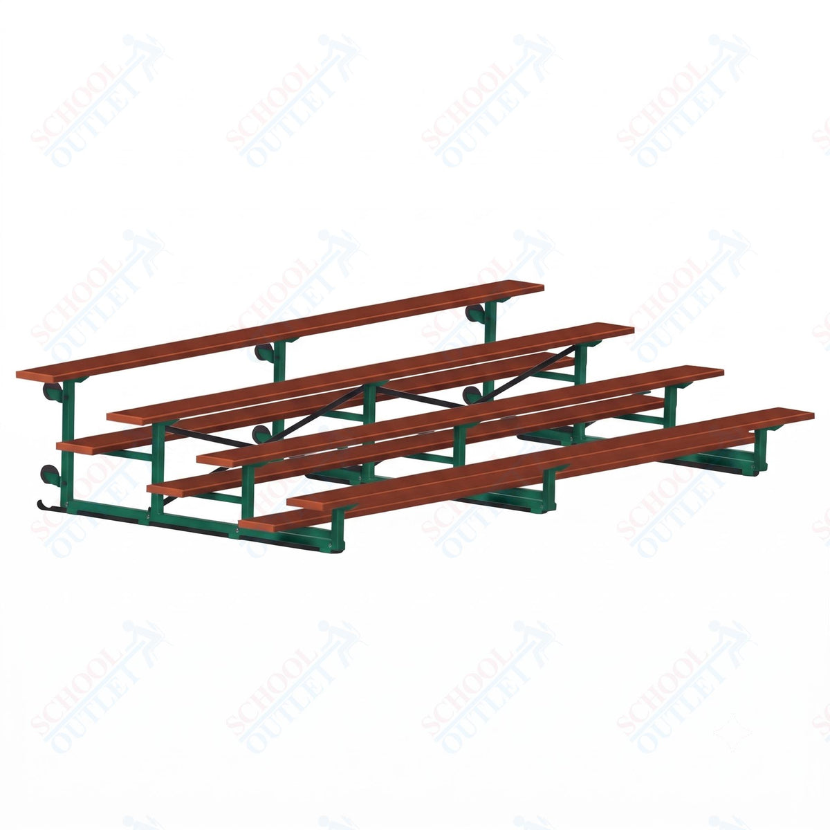 Jaypro Sports Bleacher - 4 Row - Tip & Roll, Single Foot Plank, Powder Coated - 15' L (BLCH-4TRGPC) - SchoolOutlet