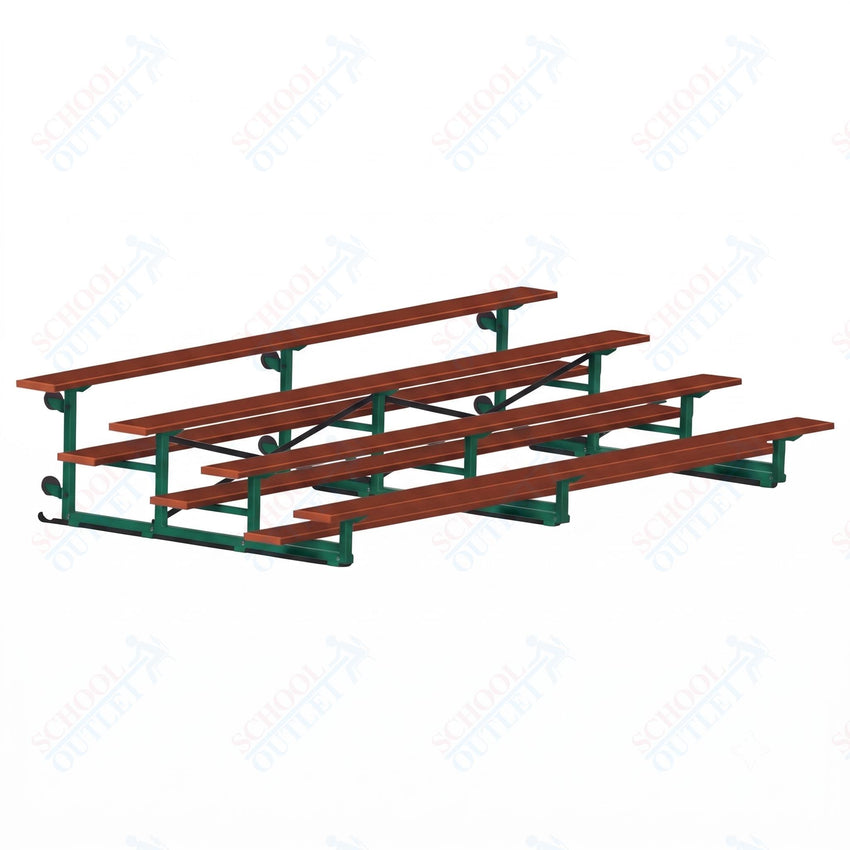 Jaypro Sports Bleacher - 4 Row - Tip & Roll, Single Foot Plank, Powder Coated - 15' L (BLCH-4TRGPC) - SchoolOutlet