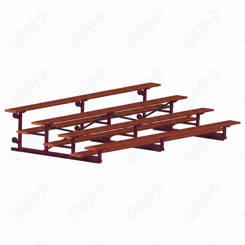 Jaypro Sports Bleacher - 4 Row - Tip & Roll, Single Foot Plank, Powder Coated - 15' L (BLCH-4TRGPC) - SchoolOutlet