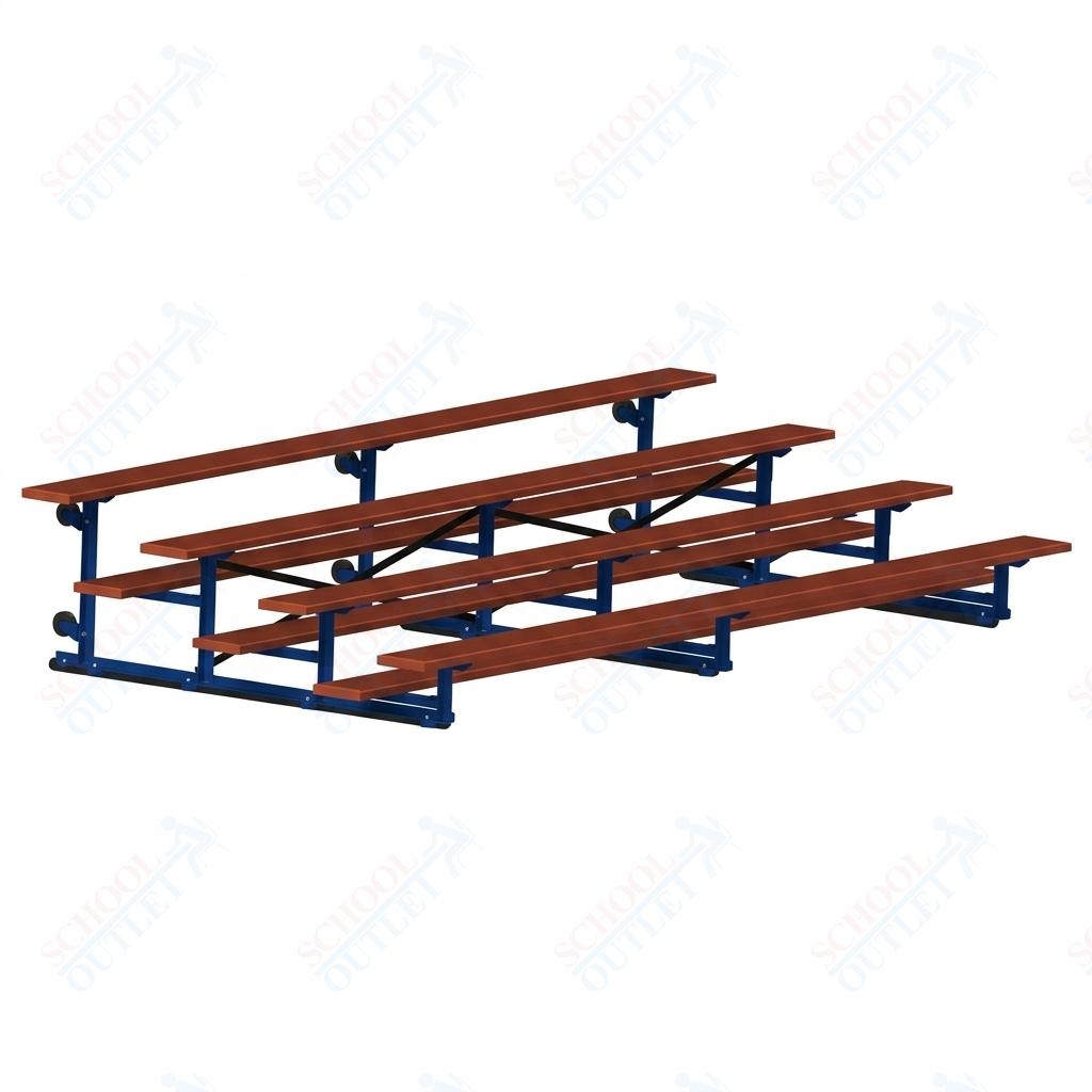 Jaypro Sports Bleacher - 4 Row - Tip & Roll, Single Foot Plank, Powder Coated - 15' L (BLCH-4TRGPC) - SchoolOutlet