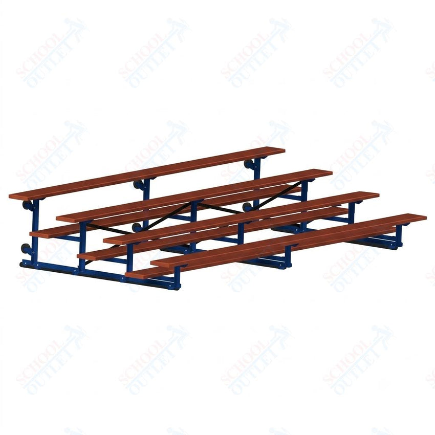 Jaypro Sports Bleacher - 4 Row - Tip & Roll, Single Foot Plank, Powder Coated - 15' L (BLCH-4TRGPC) - SchoolOutlet