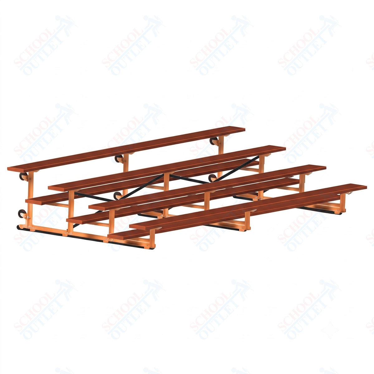 Jaypro Sports Bleacher - 4 Row - Tip & Roll, Single Foot Plank, Powder Coated - 15' L (BLCH-4TRGPC) - SchoolOutlet