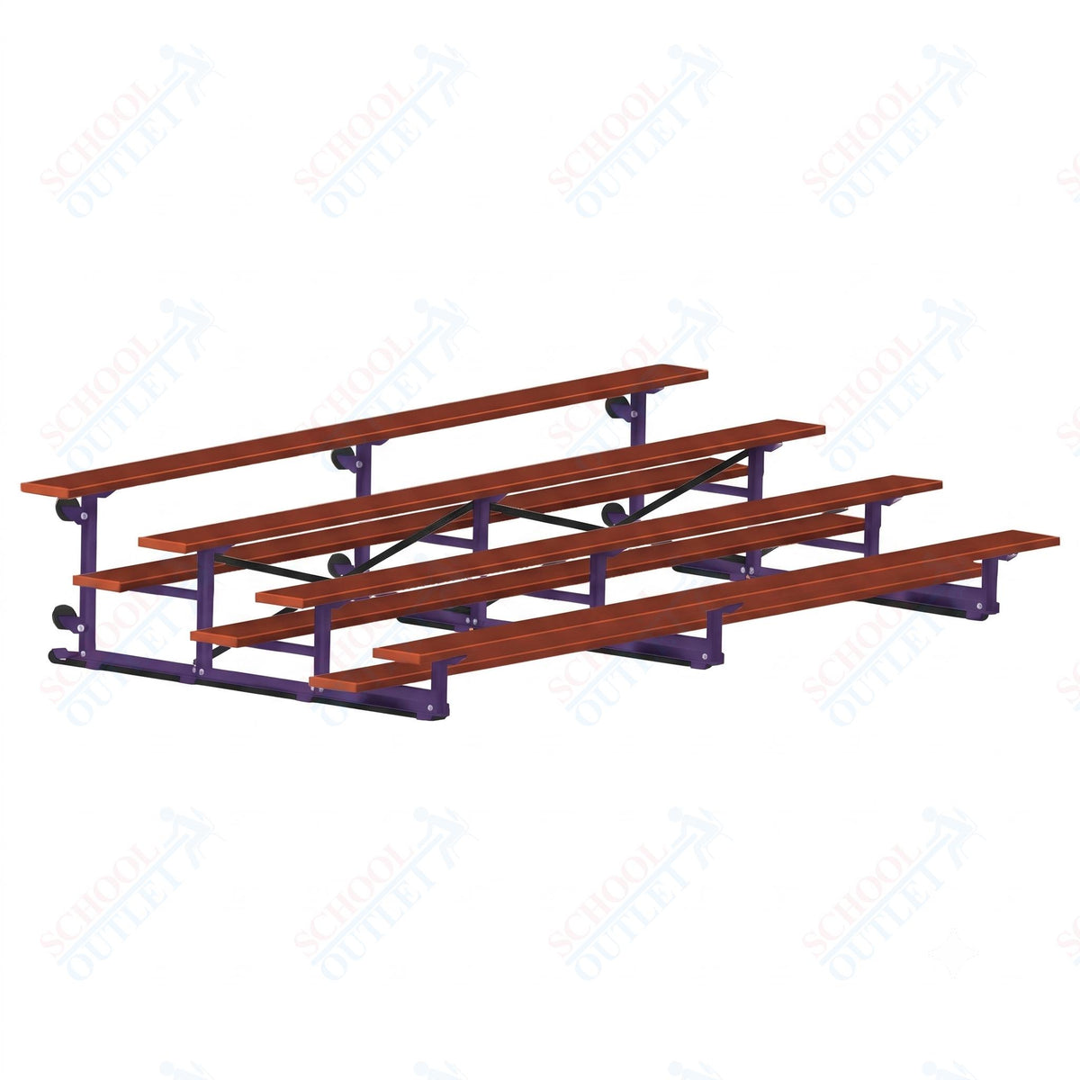 Jaypro Sports Bleacher - 4 Row - Tip & Roll, Single Foot Plank, Powder Coated - 15' L (BLCH-4TRGPC) - SchoolOutlet