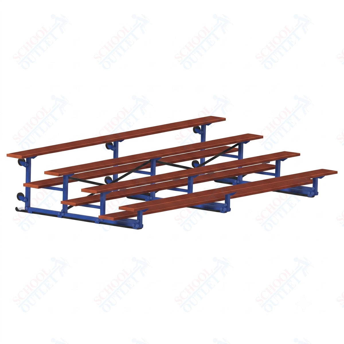Jaypro Sports Bleacher - 4 Row - Tip & Roll, Single Foot Plank, Powder Coated - 15' L (BLCH-4TRGPC) - SchoolOutlet