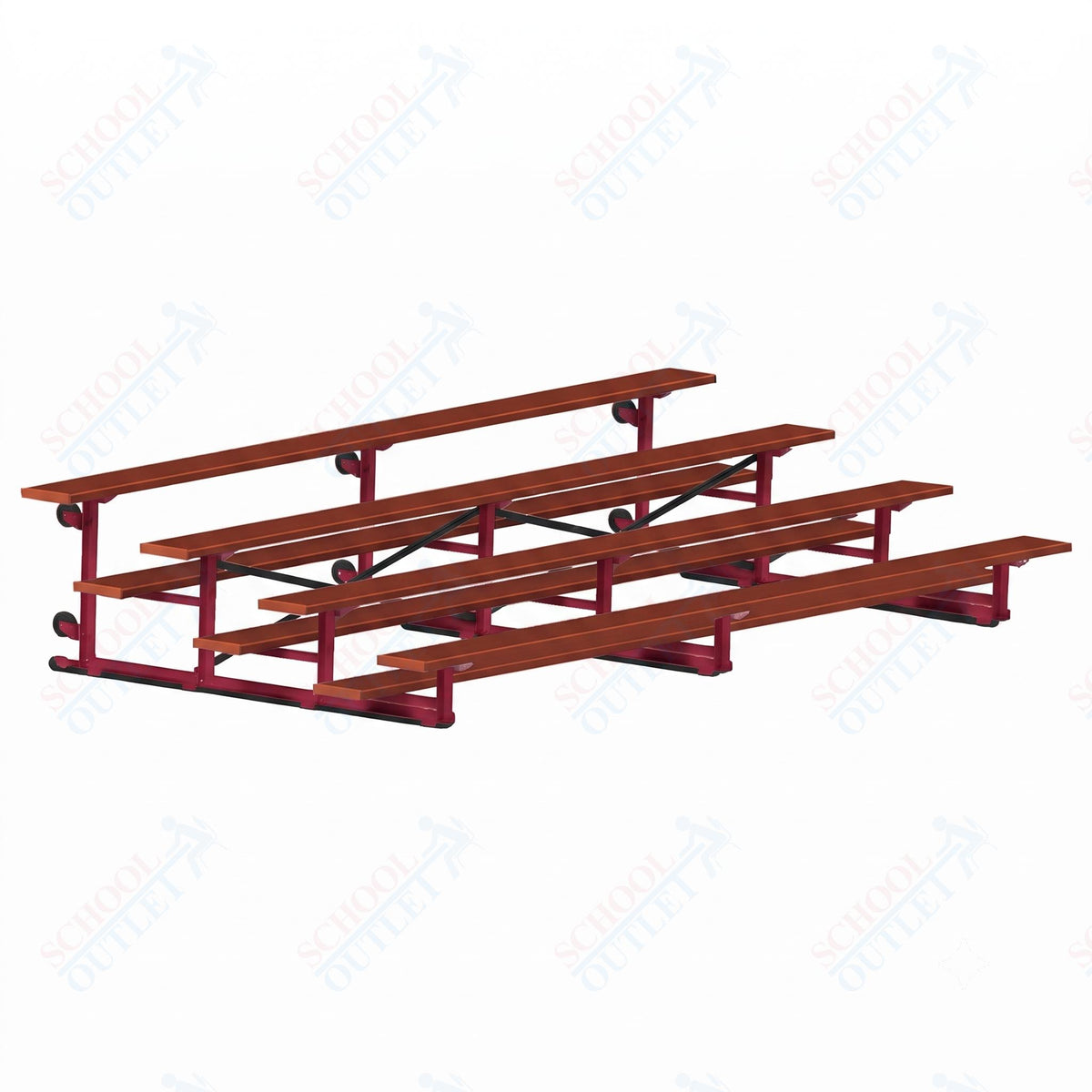 Jaypro Sports Bleacher - 4 Row - Tip & Roll, Single Foot Plank, Powder Coated - 15' L (BLCH-4TRGPC) - SchoolOutlet