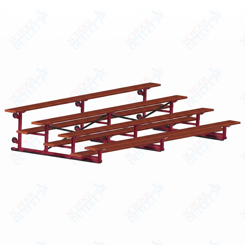 Jaypro Sports Bleacher - 4 Row - Tip & Roll, Single Foot Plank, Powder Coated - 15' L (BLCH-4TRGPC) - SchoolOutlet