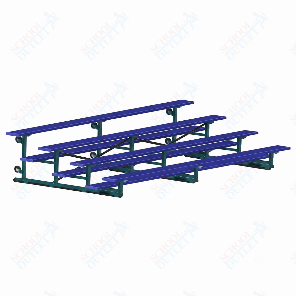 Jaypro Sports Bleacher - 4 Row - Tip & Roll, Single Foot Plank, Powder Coated - 15' L (BLCH-4TRGPC) - SchoolOutlet