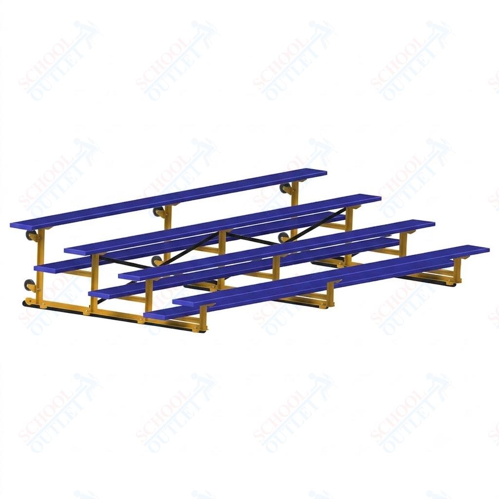 Jaypro Sports Bleacher - 4 Row - Tip & Roll, Single Foot Plank, Powder Coated - 15' L (BLCH-4TRGPC) - SchoolOutlet