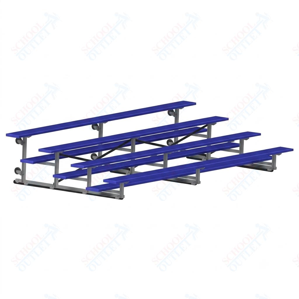 Jaypro Sports Bleacher - 4 Row - Tip & Roll, Single Foot Plank, Powder Coated - 15' L (BLCH-4TRGPC) - SchoolOutlet