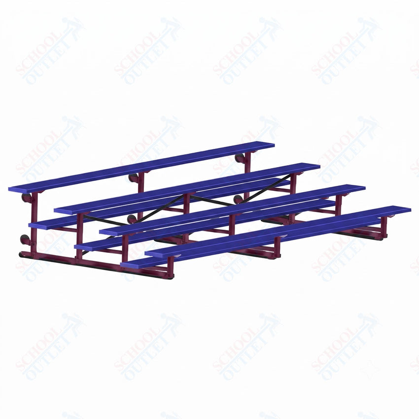 Jaypro Sports Bleacher - 4 Row - Tip & Roll, Single Foot Plank, Powder Coated - 15' L (BLCH-4TRGPC) - SchoolOutlet