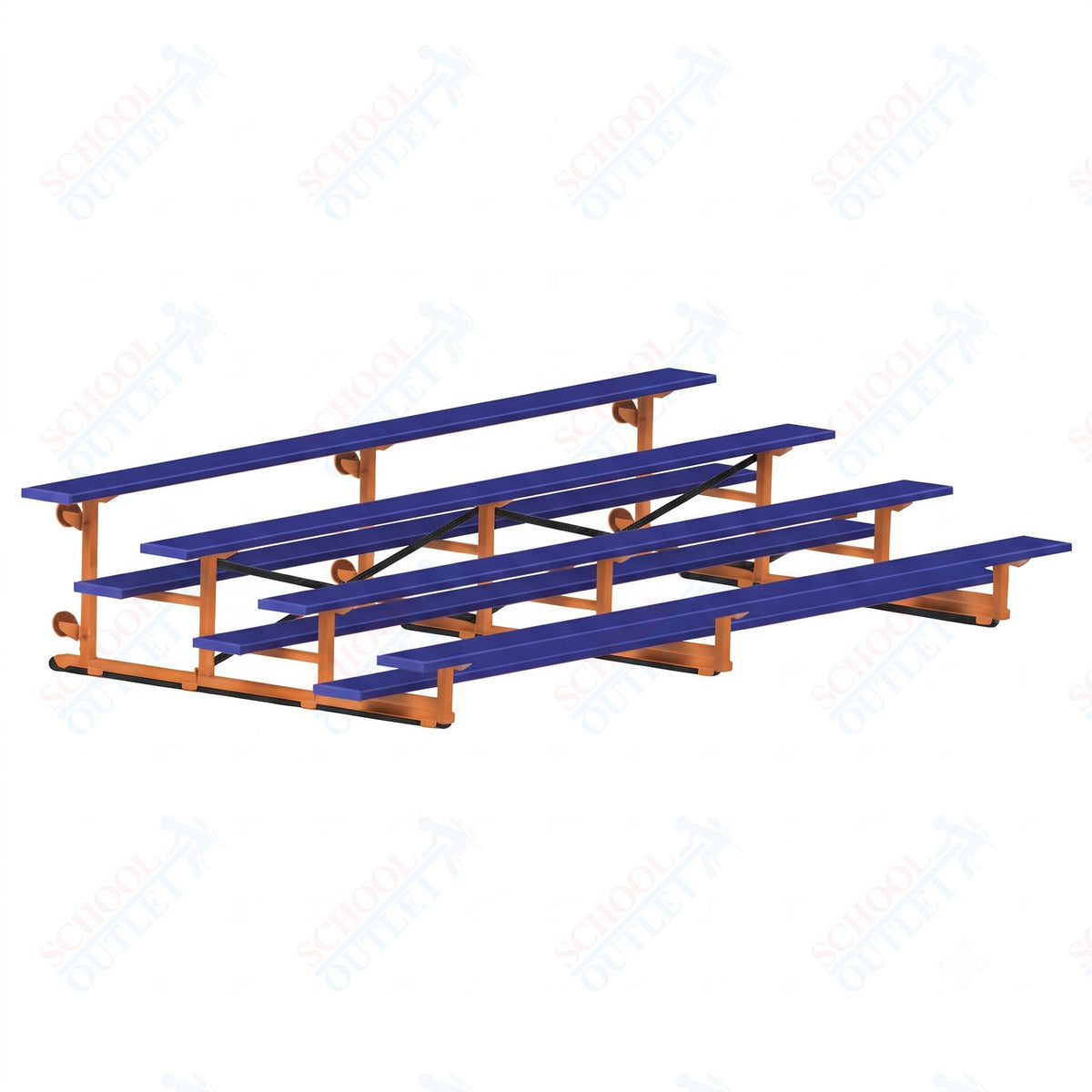 Jaypro Sports Bleacher - 4 Row - Tip & Roll, Single Foot Plank, Powder Coated - 15' L (BLCH-4TRGPC) - SchoolOutlet