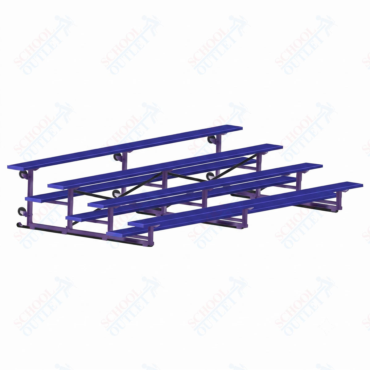 Jaypro Sports Bleacher - 4 Row - Tip & Roll, Single Foot Plank, Powder Coated - 15' L (BLCH-4TRGPC) - SchoolOutlet