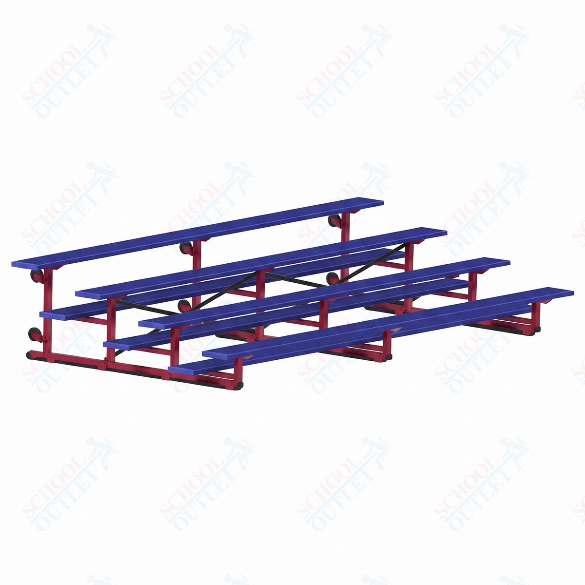 Jaypro Sports Bleacher - 4 Row - Tip & Roll, Single Foot Plank, Powder Coated - 15' L (BLCH-4TRGPC) - SchoolOutlet
