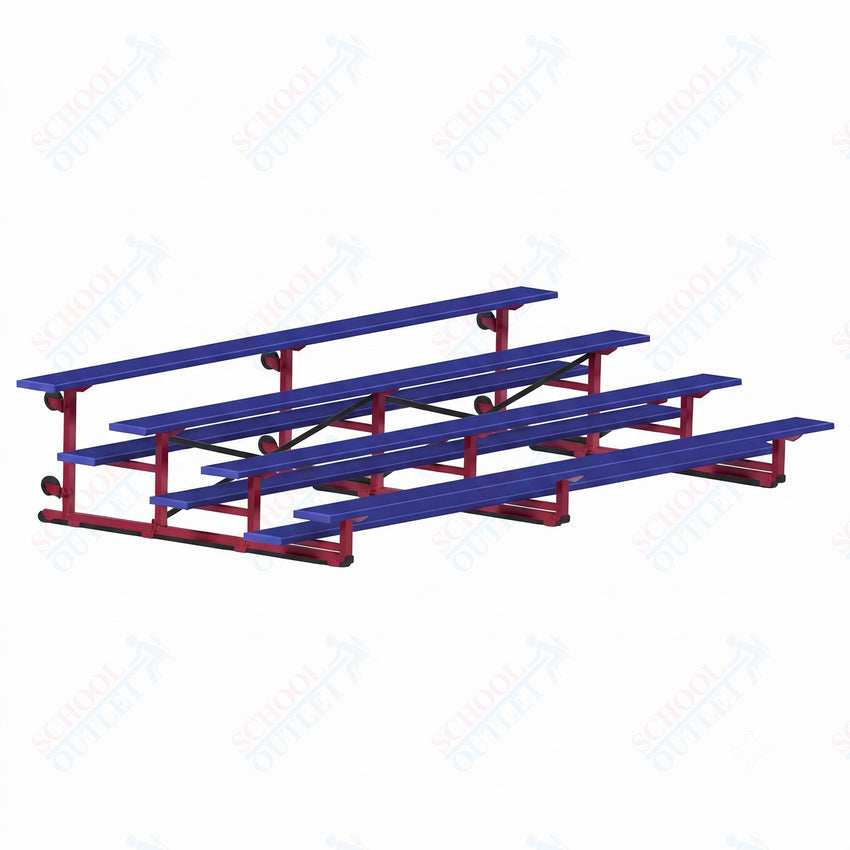 Jaypro Sports Bleacher - 4 Row - Tip & Roll, Single Foot Plank, Powder Coated - 15' L (BLCH-4TRGPC) - SchoolOutlet