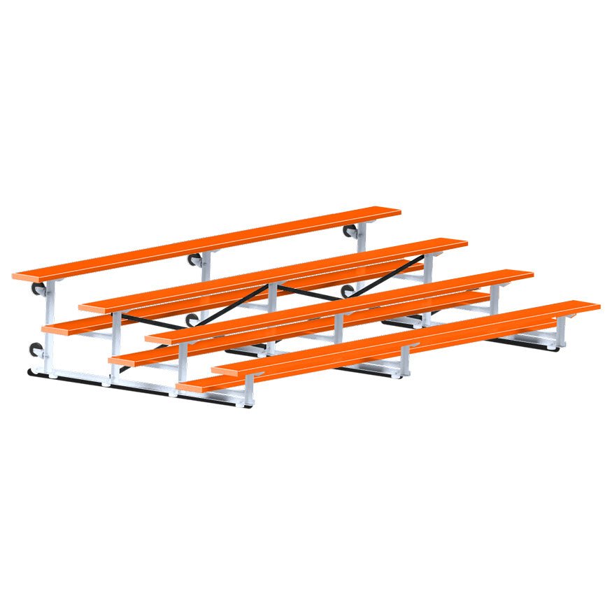 Jaypro Sports Bleacher - 4 Row - Tip & Roll, Single Foot Plank, Powder Coated - 15' L (BLCH-4TRGPC) - SchoolOutlet