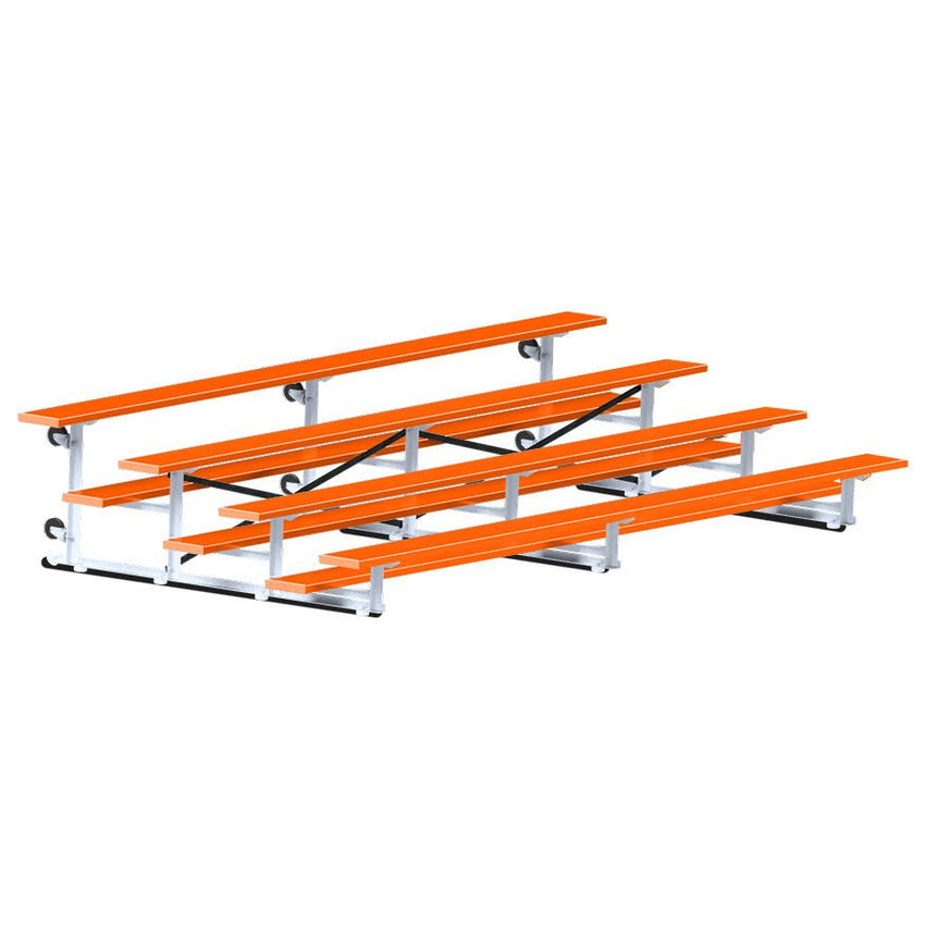 Jaypro Sports Bleacher - 4 Row - Tip & Roll, Single Foot Plank, Powder Coated - 15' L (BLCH-4TRGPC) - SchoolOutlet