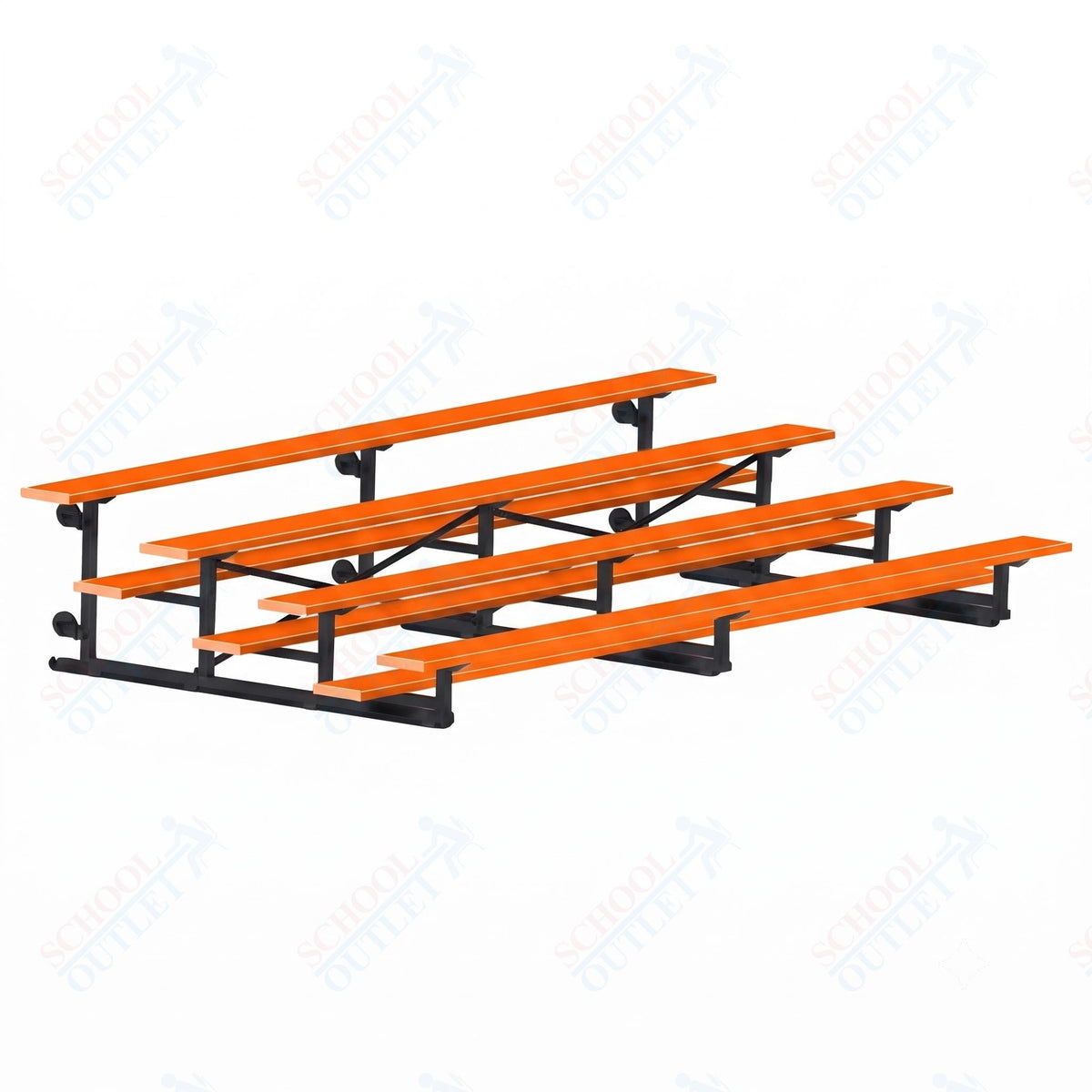 Jaypro Sports Bleacher - 4 Row - Tip & Roll, Single Foot Plank, Powder Coated - 15' L (BLCH-4TRGPC) - SchoolOutlet