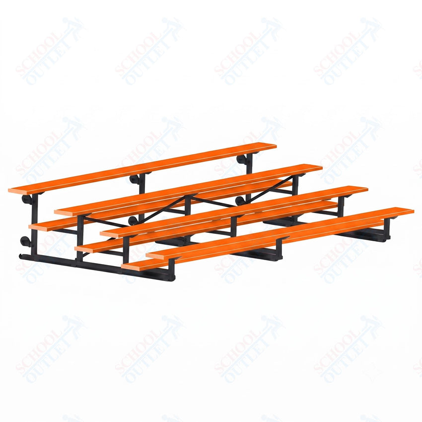 Jaypro Sports Bleacher - 4 Row - Tip & Roll, Single Foot Plank, Powder Coated - 15' L (BLCH-4TRGPC) - SchoolOutlet