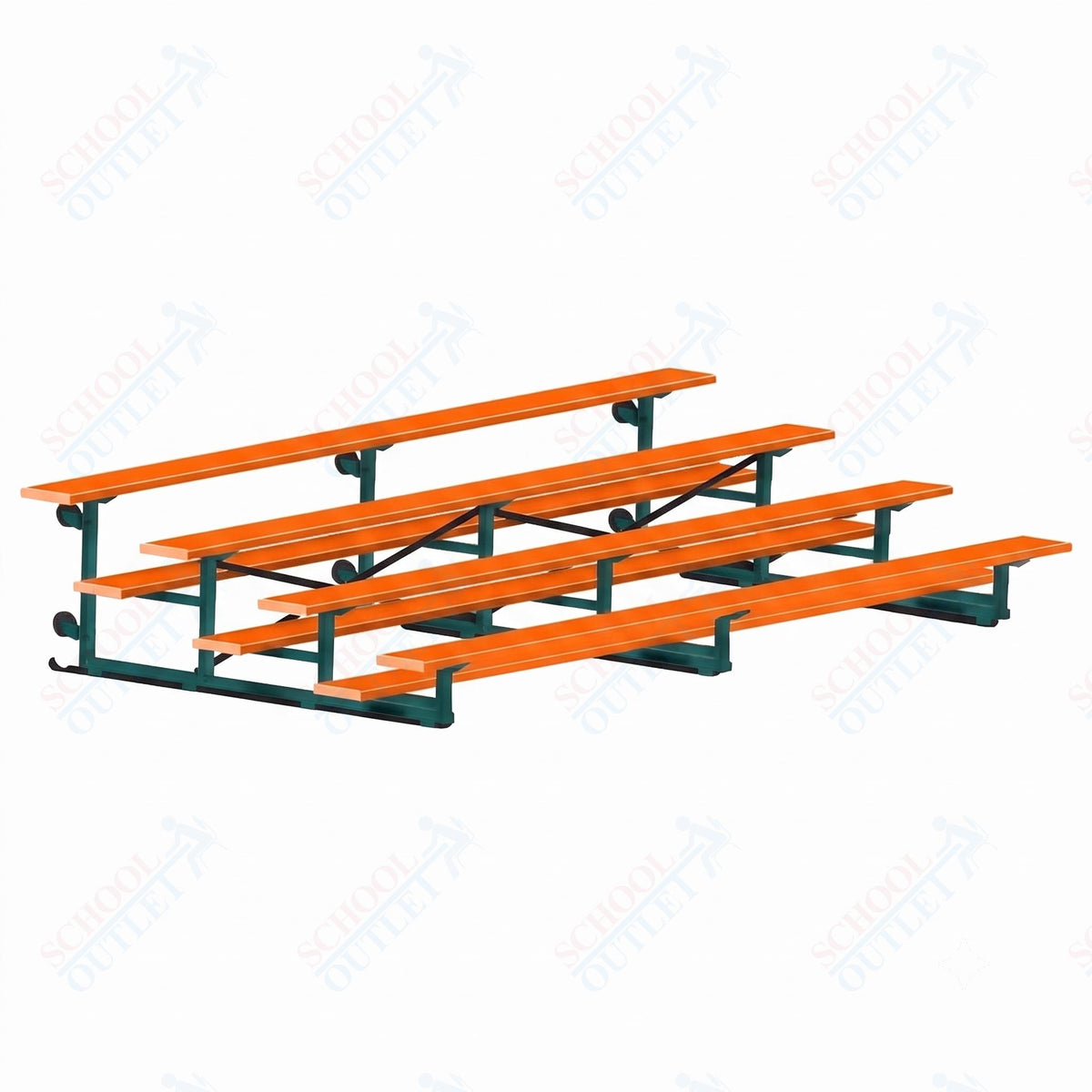 Jaypro Sports Bleacher - 4 Row - Tip & Roll, Single Foot Plank, Powder Coated - 15' L (BLCH-4TRGPC) - SchoolOutlet