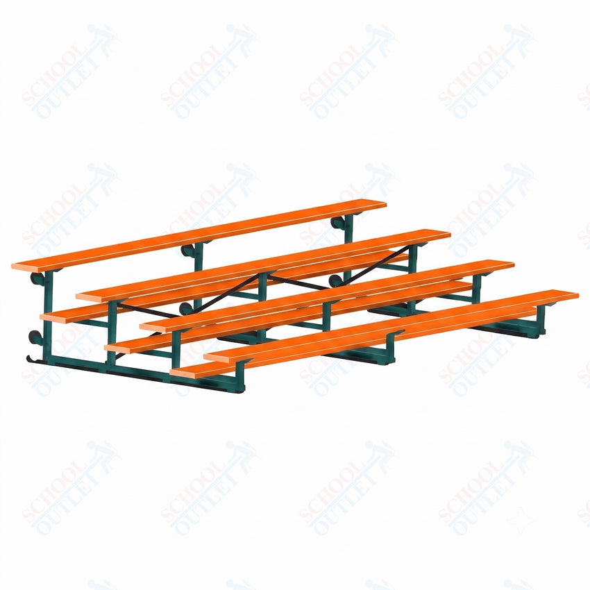 Jaypro Sports Bleacher - 4 Row - Tip & Roll, Single Foot Plank, Powder Coated - 15' L (BLCH-4TRGPC) - SchoolOutlet