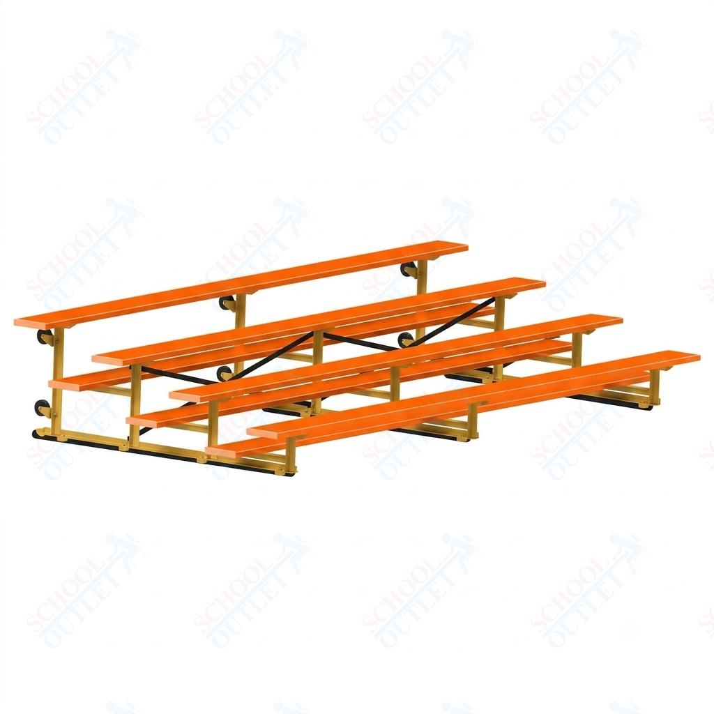 Jaypro Sports Bleacher - 4 Row - Tip & Roll, Single Foot Plank, Powder Coated - 15' L (BLCH-4TRGPC) - SchoolOutlet