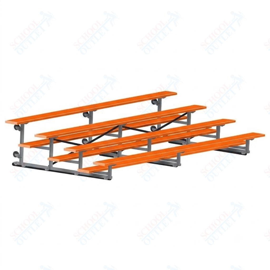 Jaypro Sports Bleacher - 4 Row - Tip & Roll, Single Foot Plank, Powder Coated - 15' L (BLCH-4TRGPC) - SchoolOutlet