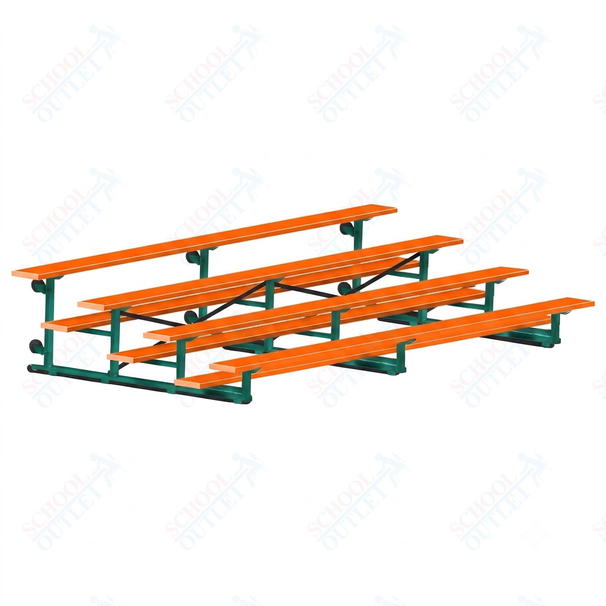Jaypro Sports Bleacher - 4 Row - Tip & Roll, Single Foot Plank, Powder Coated - 15' L (BLCH-4TRGPC) - SchoolOutlet