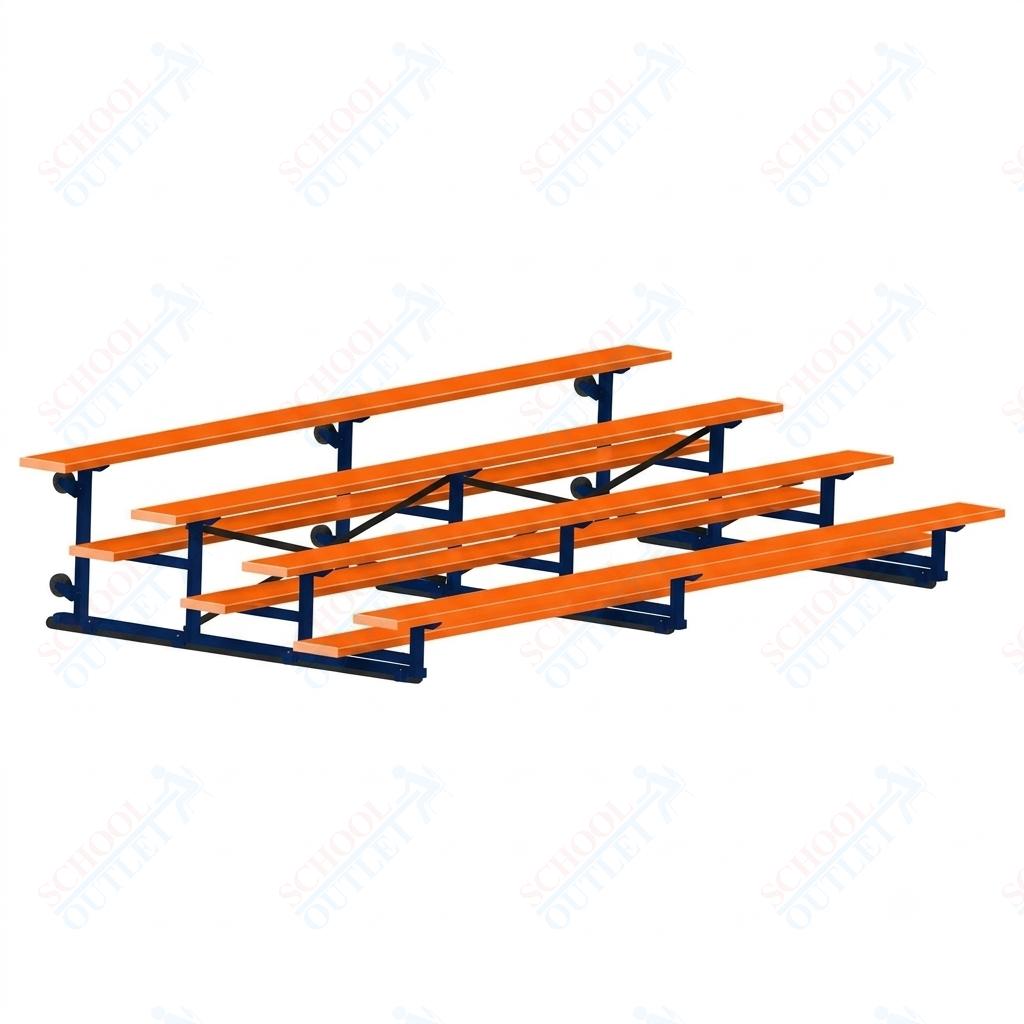 Jaypro Sports Bleacher - 4 Row - Tip & Roll, Single Foot Plank, Powder Coated - 15' L (BLCH-4TRGPC) - SchoolOutlet