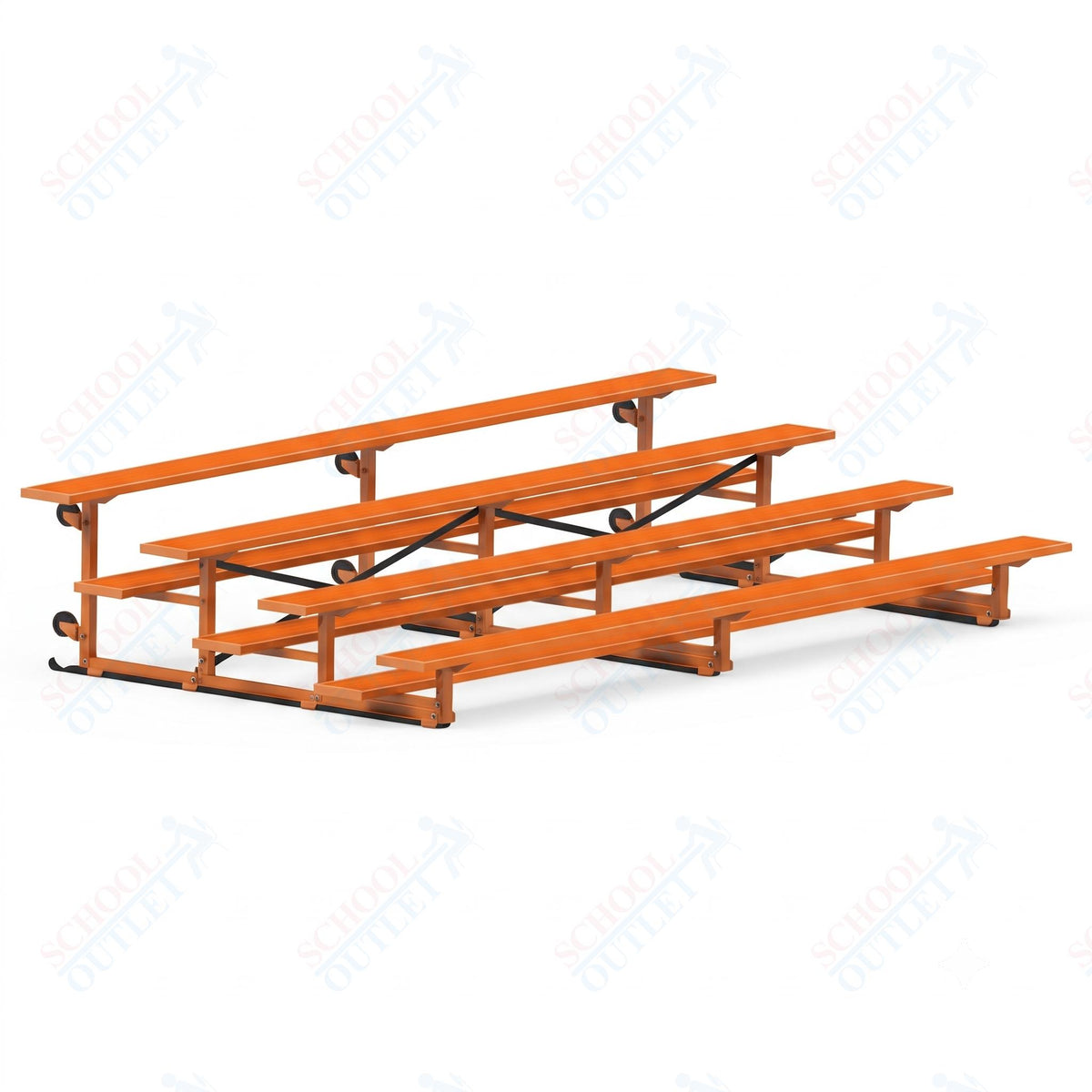 Jaypro Sports Bleacher - 4 Row - Tip & Roll, Single Foot Plank, Powder Coated - 15' L (BLCH-4TRGPC) - SchoolOutlet