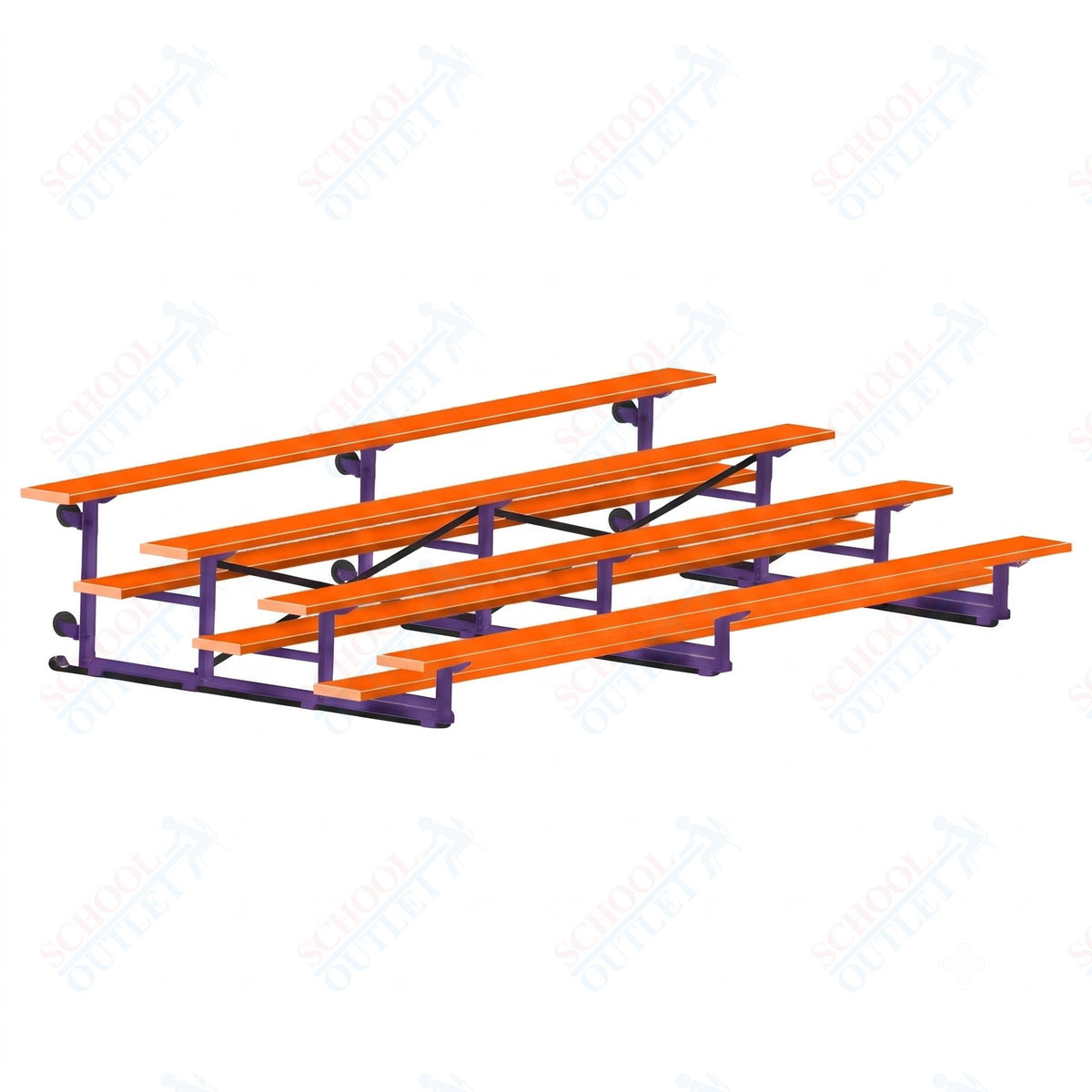 Jaypro Sports Bleacher - 4 Row - Tip & Roll, Single Foot Plank, Powder Coated - 15' L (BLCH-4TRGPC) - SchoolOutlet