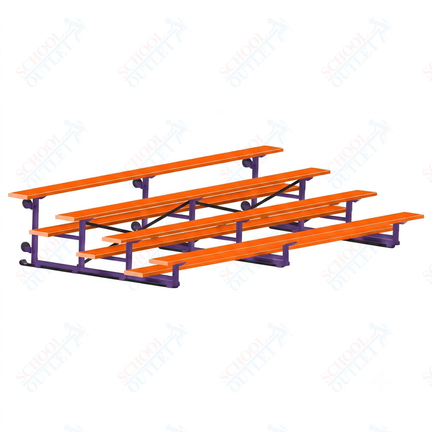 Jaypro Sports Bleacher - 4 Row - Tip & Roll, Single Foot Plank, Powder Coated - 15' L (BLCH-4TRGPC) - SchoolOutlet