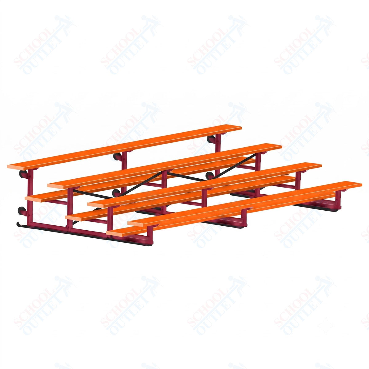Jaypro Sports Bleacher - 4 Row - Tip & Roll, Single Foot Plank, Powder Coated - 15' L (BLCH-4TRGPC) - SchoolOutlet