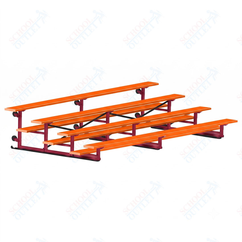 Jaypro Sports Bleacher - 4 Row - Tip & Roll, Single Foot Plank, Powder Coated - 15' L (BLCH-4TRGPC) - SchoolOutlet