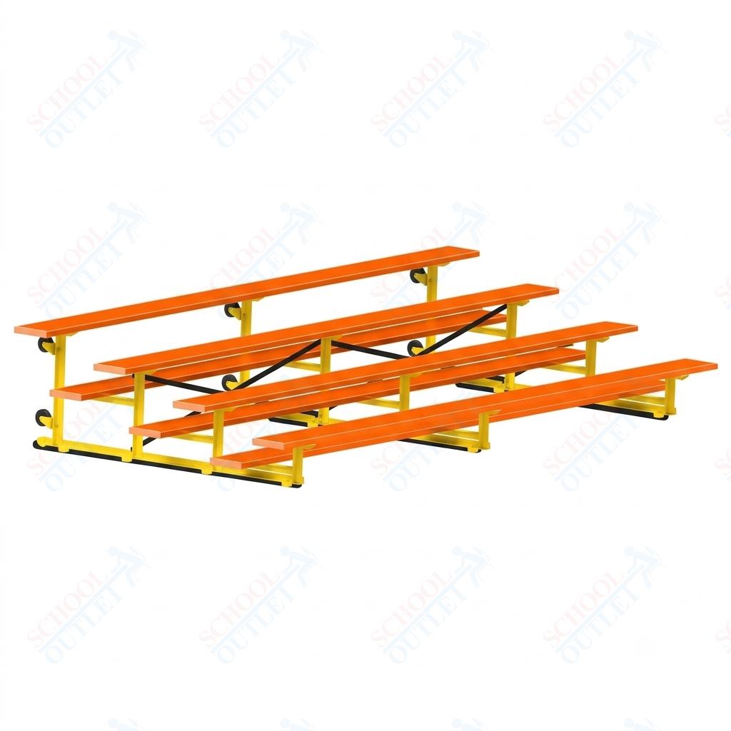 Jaypro Sports Bleacher - 4 Row - Tip & Roll, Single Foot Plank, Powder Coated - 15' L (BLCH-4TRGPC) - SchoolOutlet