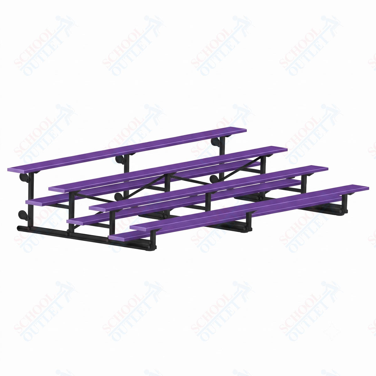 Jaypro Sports Bleacher - 4 Row - Tip & Roll, Single Foot Plank, Powder Coated - 15' L (BLCH-4TRGPC) - SchoolOutlet