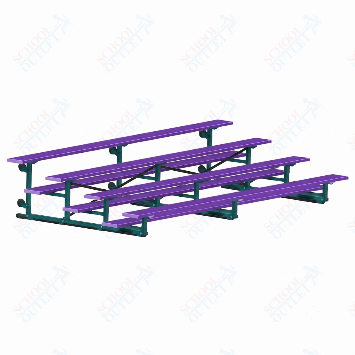 Jaypro Sports Bleacher - 4 Row - Tip & Roll, Single Foot Plank, Powder Coated - 15' L (BLCH-4TRGPC) - SchoolOutlet