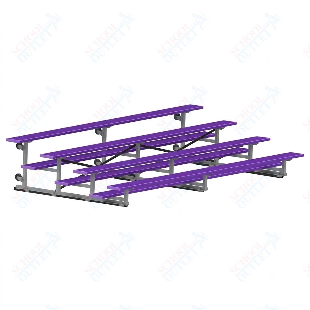 Jaypro Sports Bleacher - 4 Row - Tip & Roll, Single Foot Plank, Powder Coated - 15' L (BLCH-4TRGPC) - SchoolOutlet