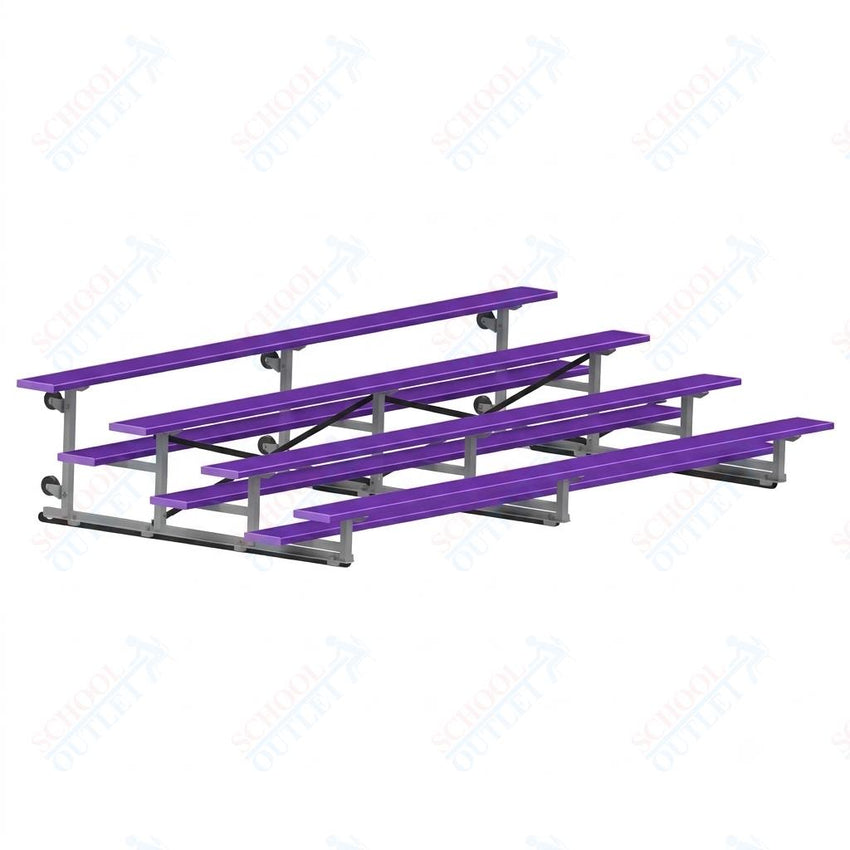 Jaypro Sports Bleacher - 4 Row - Tip & Roll, Single Foot Plank, Powder Coated - 15' L (BLCH-4TRGPC) - SchoolOutlet