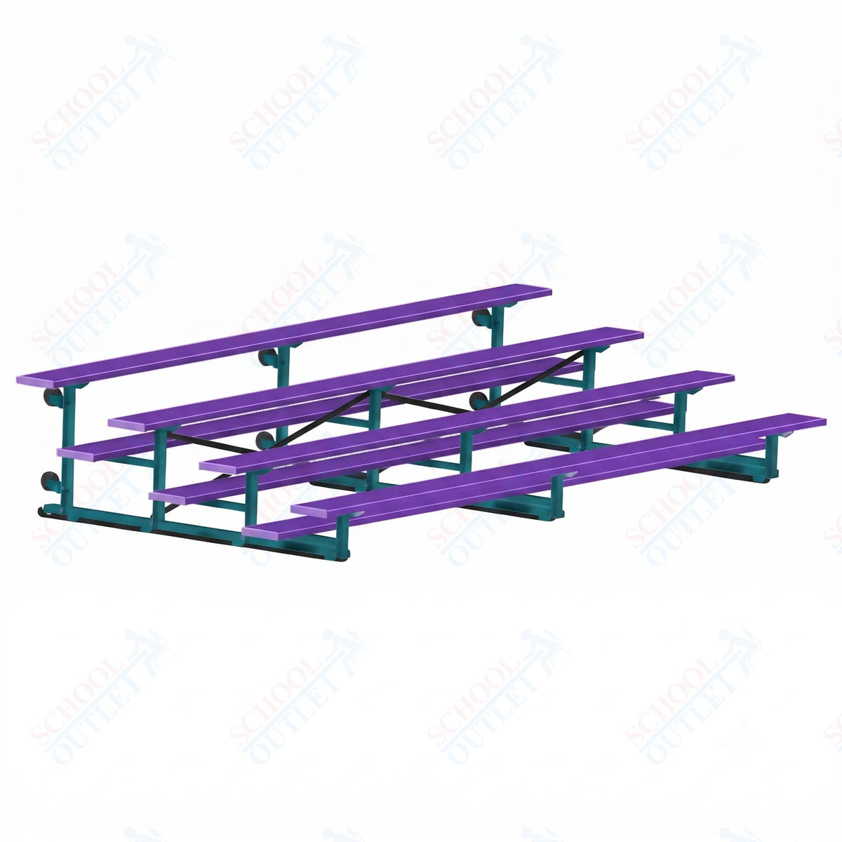 Jaypro Sports Bleacher - 4 Row - Tip & Roll, Single Foot Plank, Powder Coated - 15' L (BLCH-4TRGPC) - SchoolOutlet