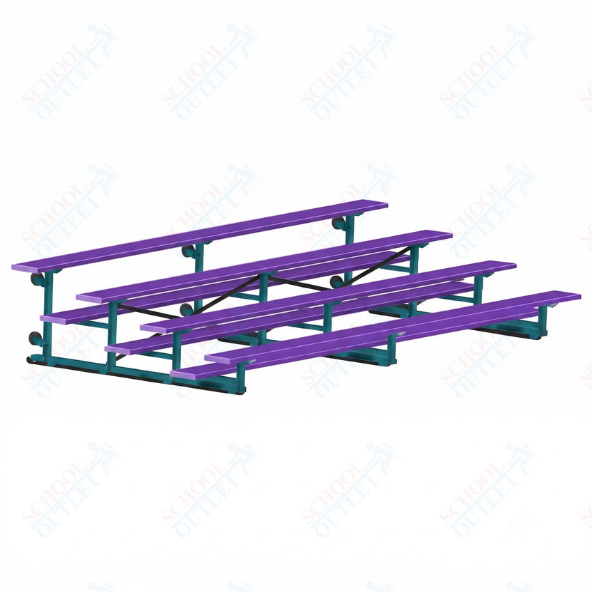 Jaypro Sports Bleacher - 4 Row - Tip & Roll, Single Foot Plank, Powder Coated - 15' L (BLCH-4TRGPC) - SchoolOutlet