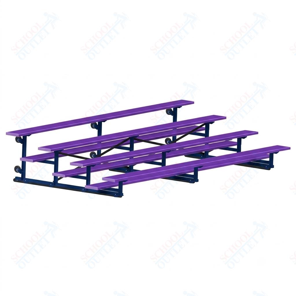 Jaypro Sports Bleacher - 4 Row - Tip & Roll, Single Foot Plank, Powder Coated - 15' L (BLCH-4TRGPC) - SchoolOutlet