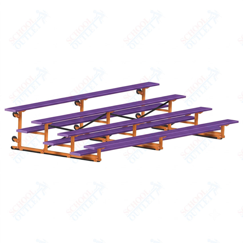 Jaypro Sports Bleacher - 4 Row - Tip & Roll, Single Foot Plank, Powder Coated - 15' L (BLCH-4TRGPC) - SchoolOutlet