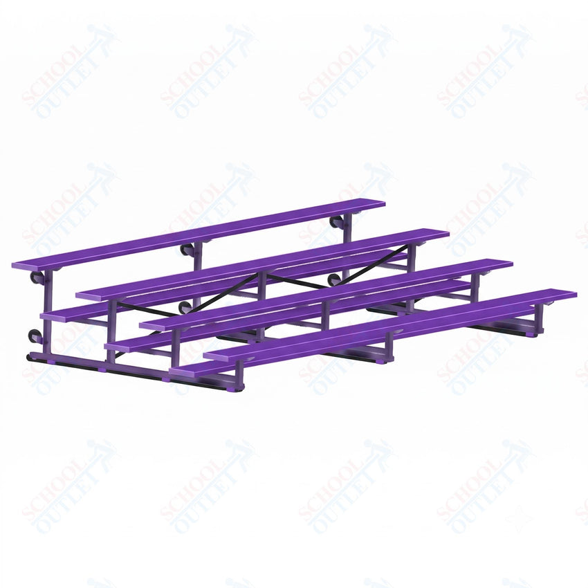 Jaypro Sports Bleacher - 4 Row - Tip & Roll, Single Foot Plank, Powder Coated - 15' L (BLCH-4TRGPC) - SchoolOutlet
