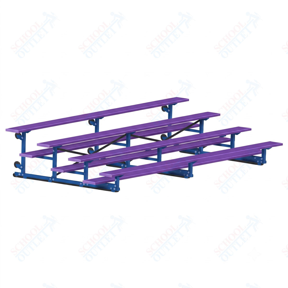 Jaypro Sports Bleacher - 4 Row - Tip & Roll, Single Foot Plank, Powder Coated - 15' L (BLCH-4TRGPC) - SchoolOutlet