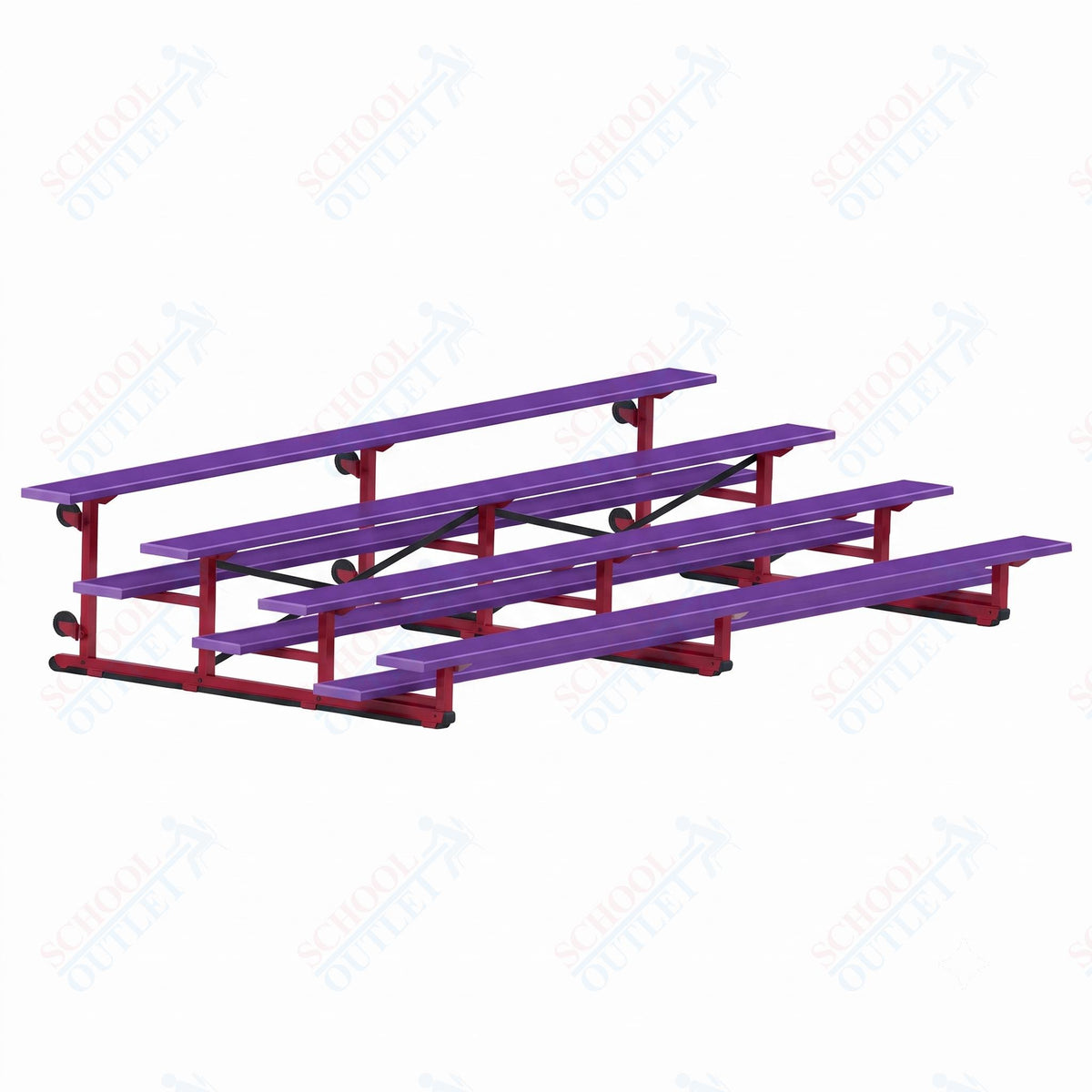 Jaypro Sports Bleacher - 4 Row - Tip & Roll, Single Foot Plank, Powder Coated - 15' L (BLCH-4TRGPC) - SchoolOutlet