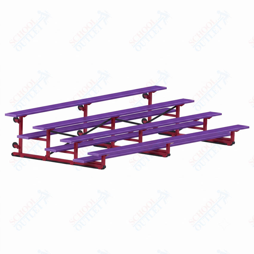 Jaypro Sports Bleacher - 4 Row - Tip & Roll, Single Foot Plank, Powder Coated - 15' L (BLCH-4TRGPC) - SchoolOutlet