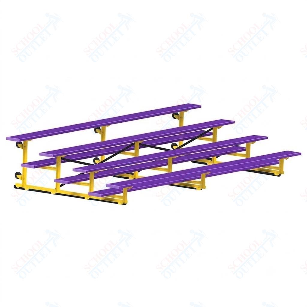 Jaypro Sports Bleacher - 4 Row - Tip & Roll, Single Foot Plank, Powder Coated - 15' L (BLCH-4TRGPC) - SchoolOutlet