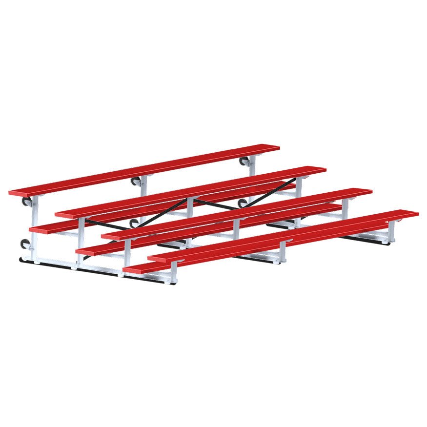 Jaypro Sports Bleacher - 4 Row - Tip & Roll, Single Foot Plank, Powder Coated - 15' L (BLCH-4TRGPC) - SchoolOutlet