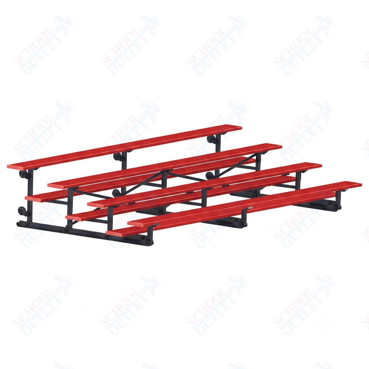 Jaypro Sports Bleacher - 4 Row - Tip & Roll, Single Foot Plank, Powder Coated - 15' L (BLCH-4TRGPC) - SchoolOutlet