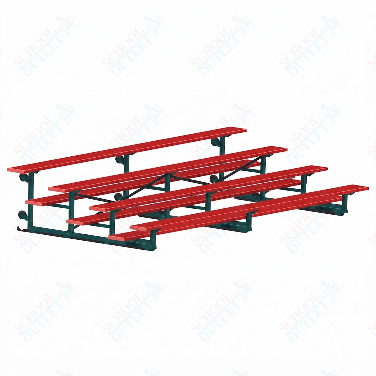 Jaypro Sports Bleacher - 4 Row - Tip & Roll, Single Foot Plank, Powder Coated - 15' L (BLCH-4TRGPC) - SchoolOutlet